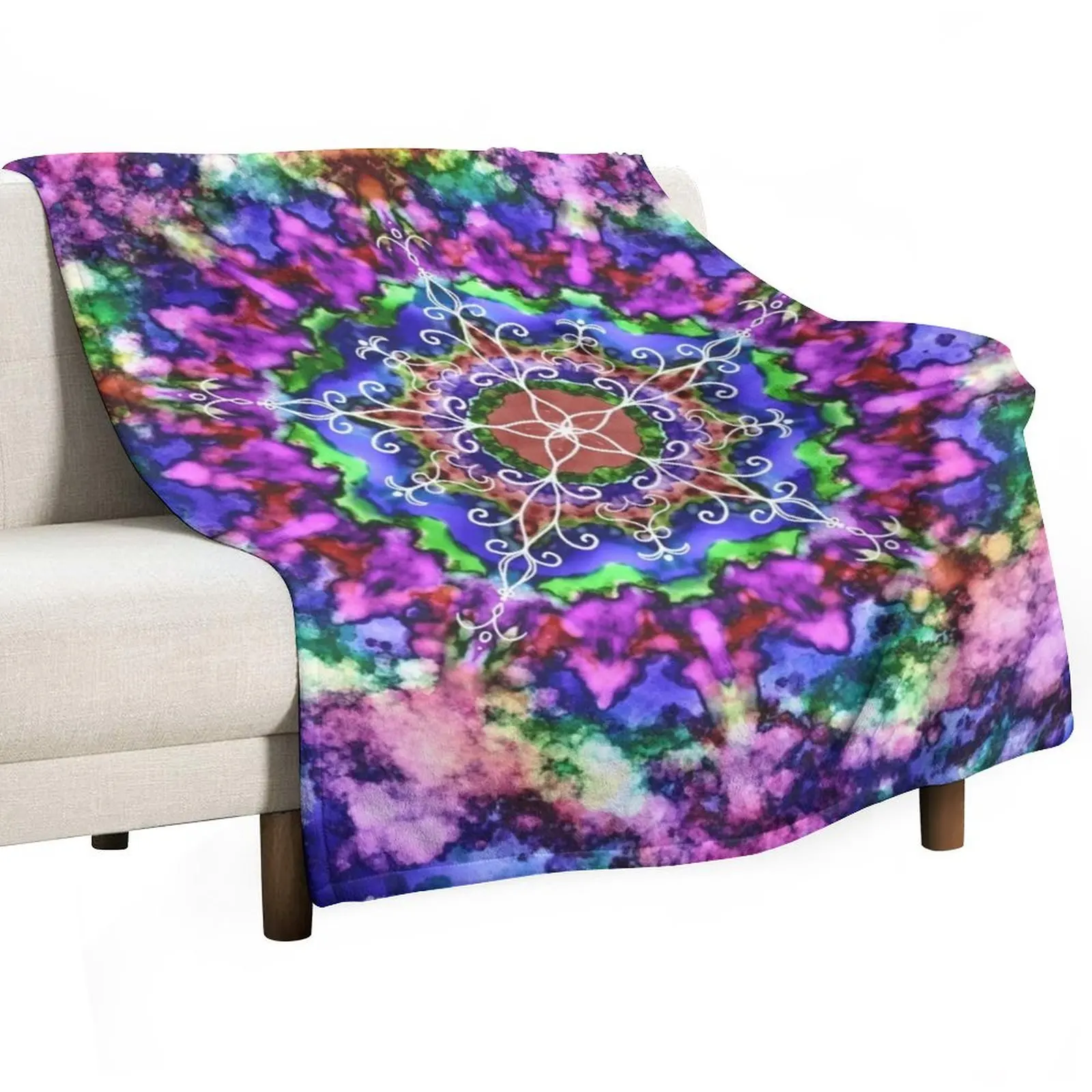 

TIE DYE COOL MANDALA Throw Blanket Comforter decorative Furry Bed covers Blankets