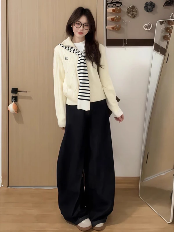 Koreaanse Sle Lazy Soft Cosy damestrui Herfst Winter Nieuwe losse afslankende gebreide top Design Sensation bovenkleding