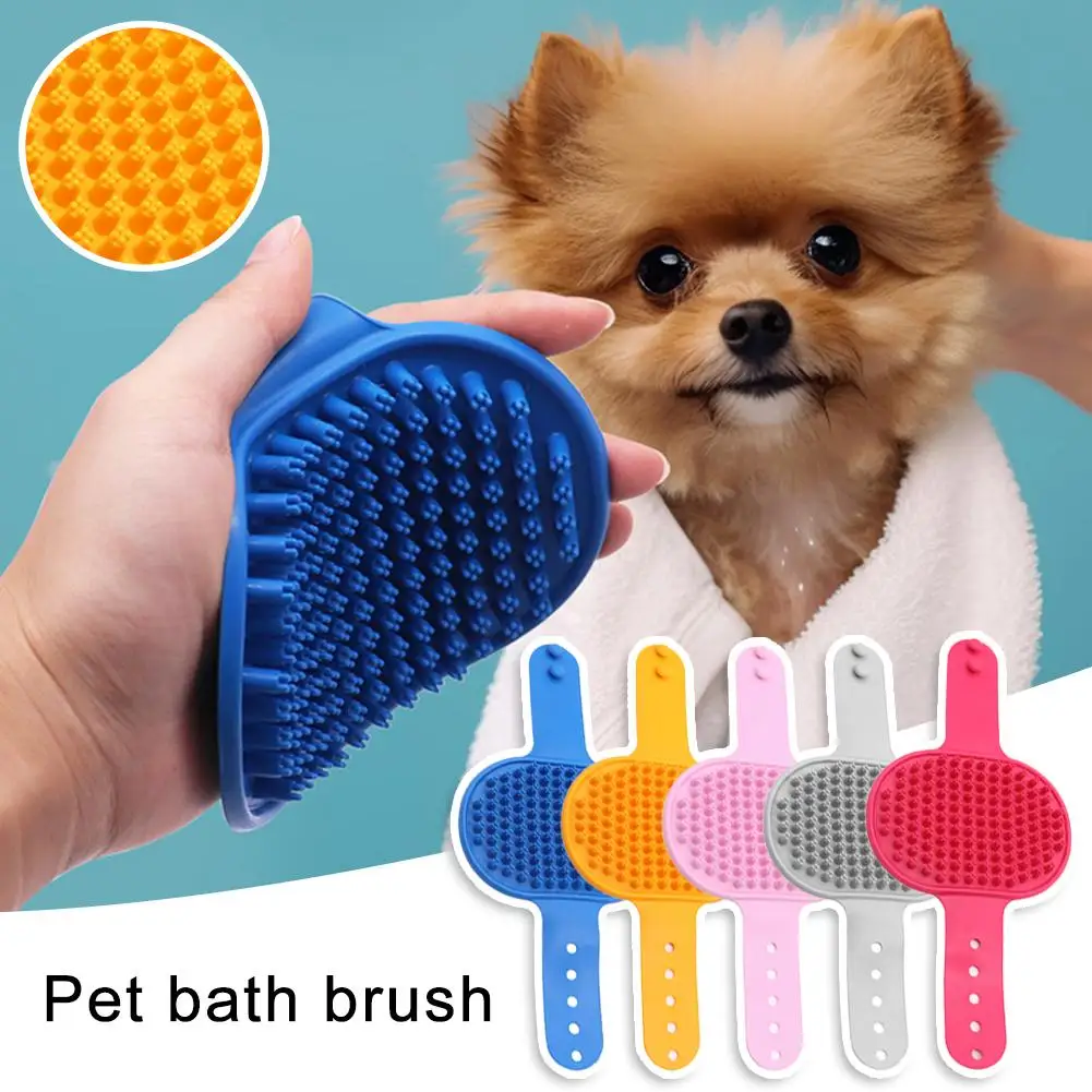 Pet Bath Massage Brush Silicone Scrub Bath Gloves Adjustable And Fixed For Massage And Cleaning Hair Suitable For Cats And Z3M9