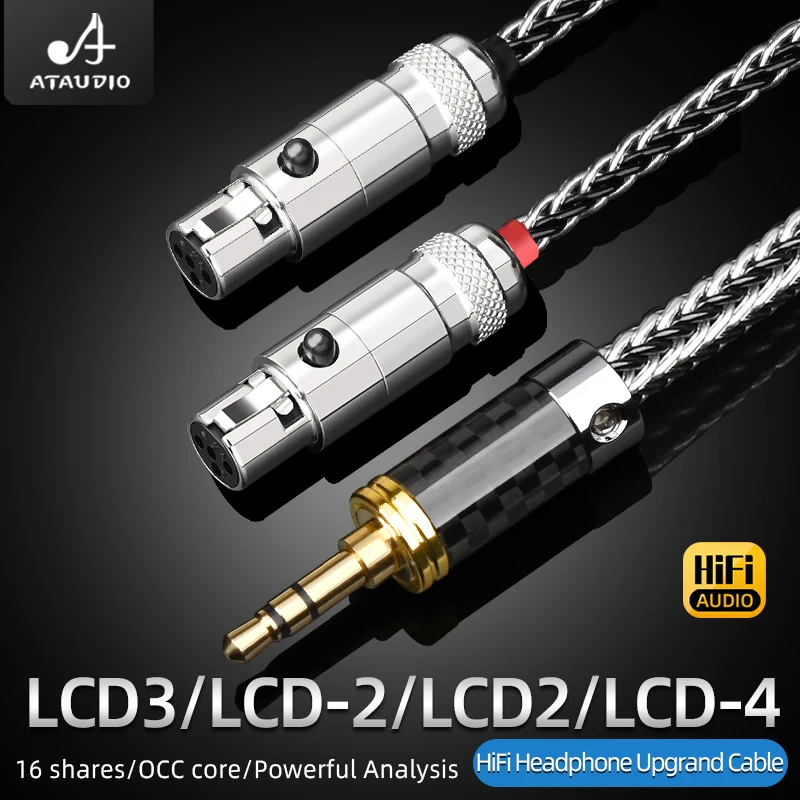 ATAUDIO HiFi 3.5mm do Mini XLR zestaw słuchawkowy ulepszony kabel OCC do Mini 2XLR 3 złącze pinowe słuchawki LCD 3 LCD-2 LCD-4