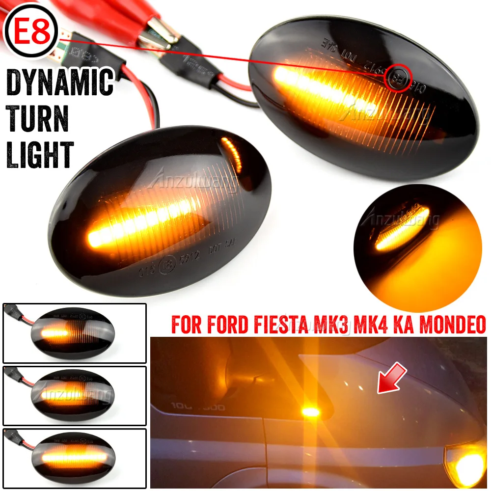 1Pair For Ford Fiesta III IV MK3 MK4 KA Mondeo I MK1 Transit Tourneo MK6 MK7 Flowing Turn Signal LED Dynamic Side Marker Light