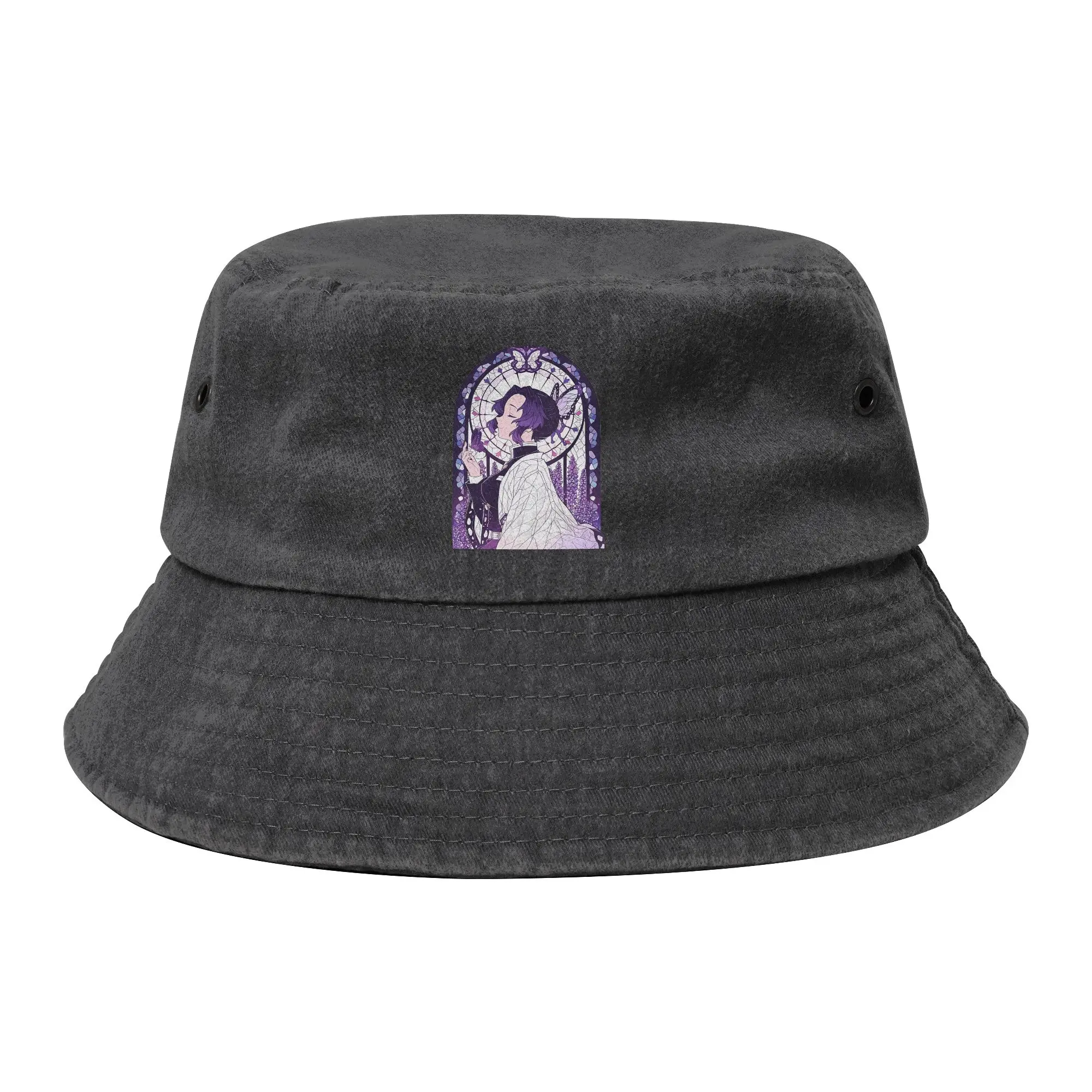 Picnic Headwear Stained Glass Insect Demoned Slayered Bucket Hats Unisex Sun Hat  Bob Lightweight Fisherman Hat Outdoor Sport