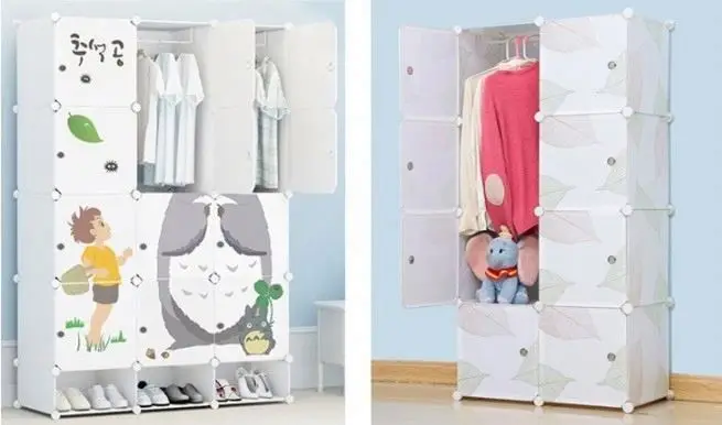 children Folding Storage Closet Cartoon Children's children Plastic Assembly