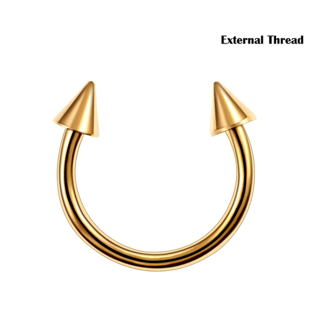 10Pcs G23 Titanium Bal Spike Hoefijzer Ring Interne Draad & Extermal Draad Neus Hoop Septum Oor Helix Kraakbeen Wenkbrauw ring - afbeelding 1