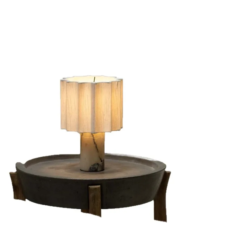 

Marble linen table lamp Fan table lamp Study living room Bedroom