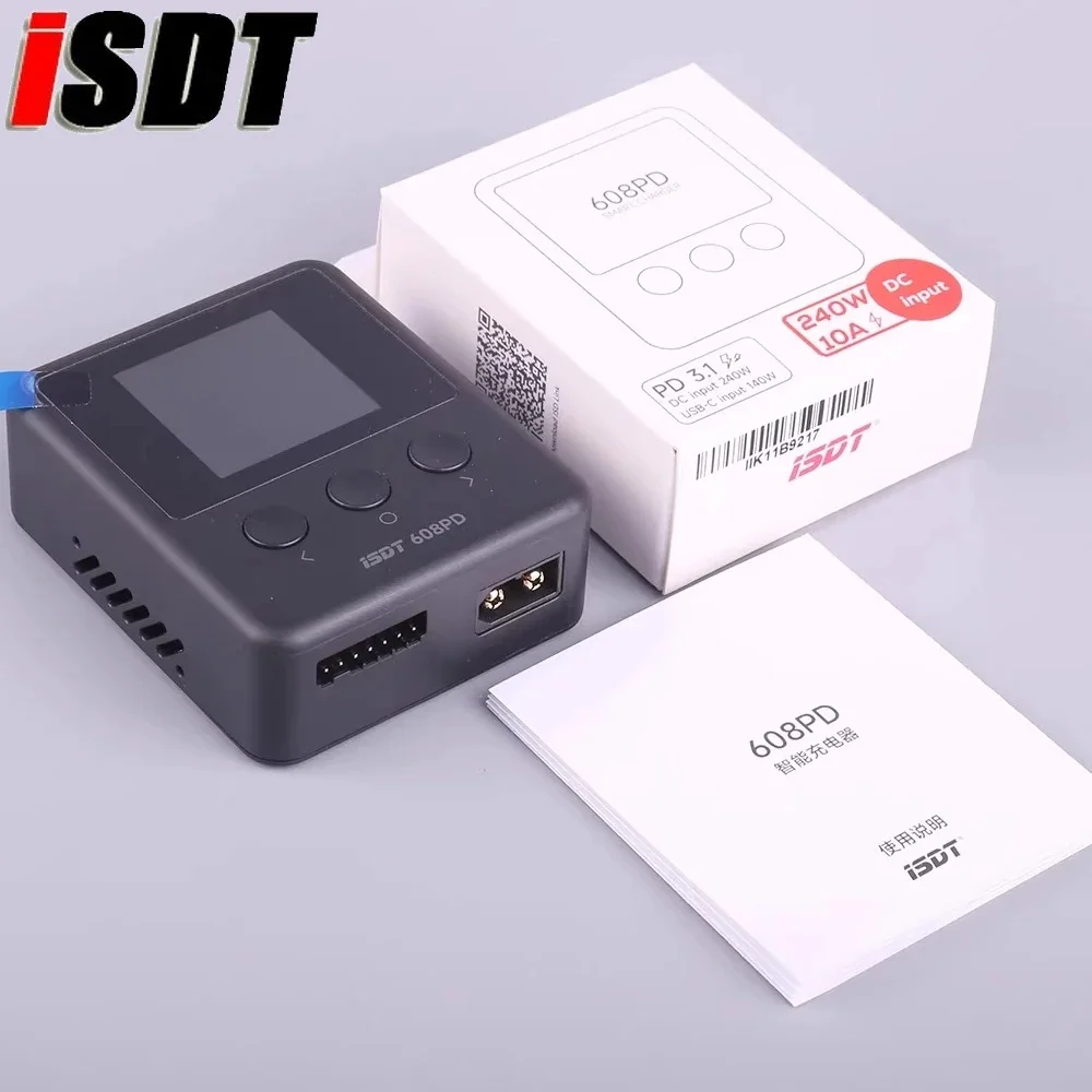 

ISDT 608PD DC 240 Вт 10 А, USB-C 140 Вт 5 А Карманное зарядное устройство/разрядник Пульт дистанционного управления через приложение для LiFe, LiPo, LiHv 1-6S/Pb 1-12S