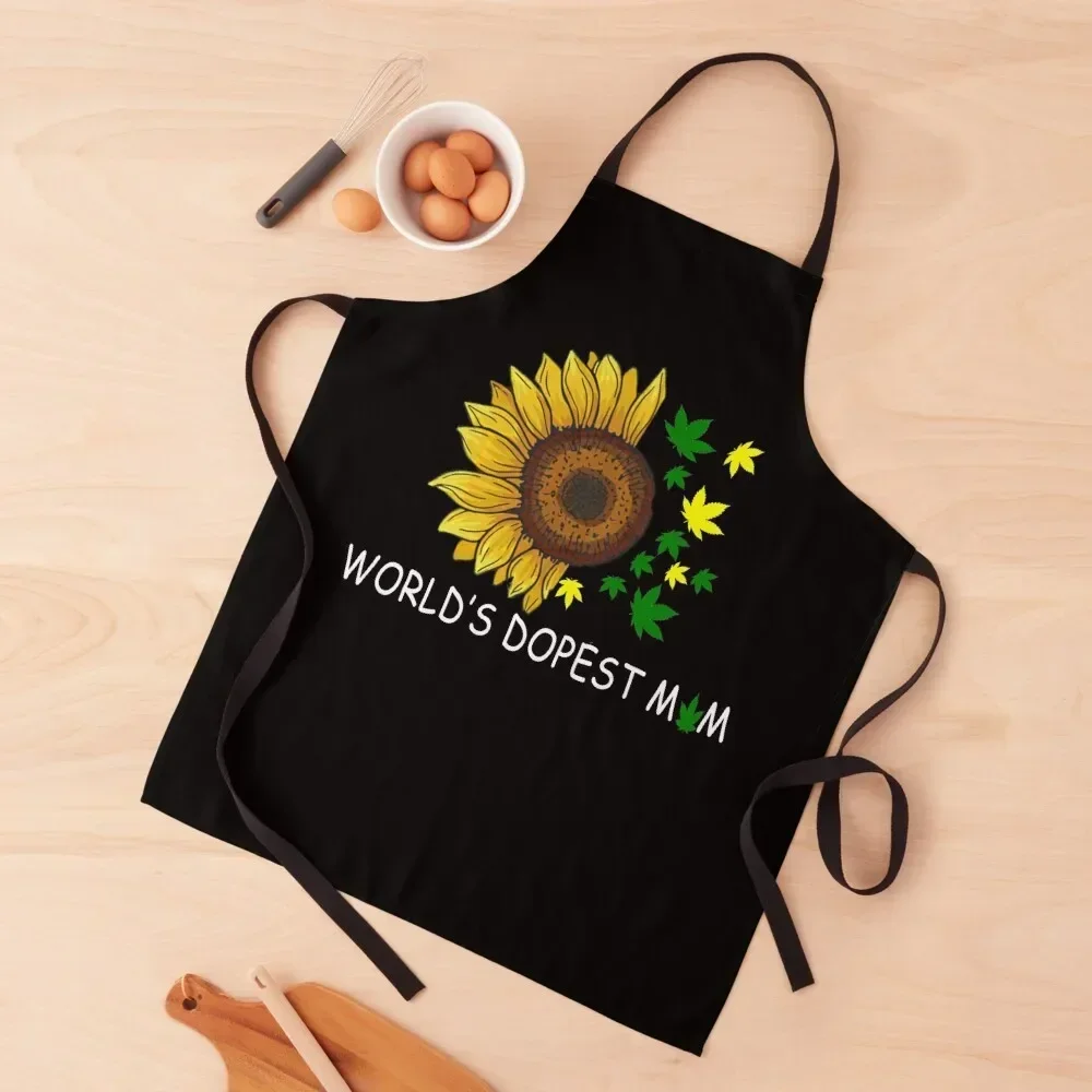 

World's Dopest Mom Sunflower Weed Gift Apron Home and kitchen products Kitchen For Women Home Cleaning Apron