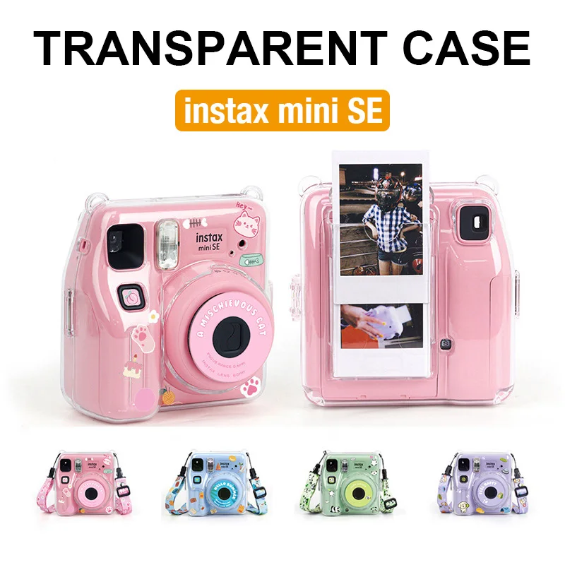 

Instax Mini SE Transparent Case Crystal Case Camera Protective Case with Strap and Stickers CAA61