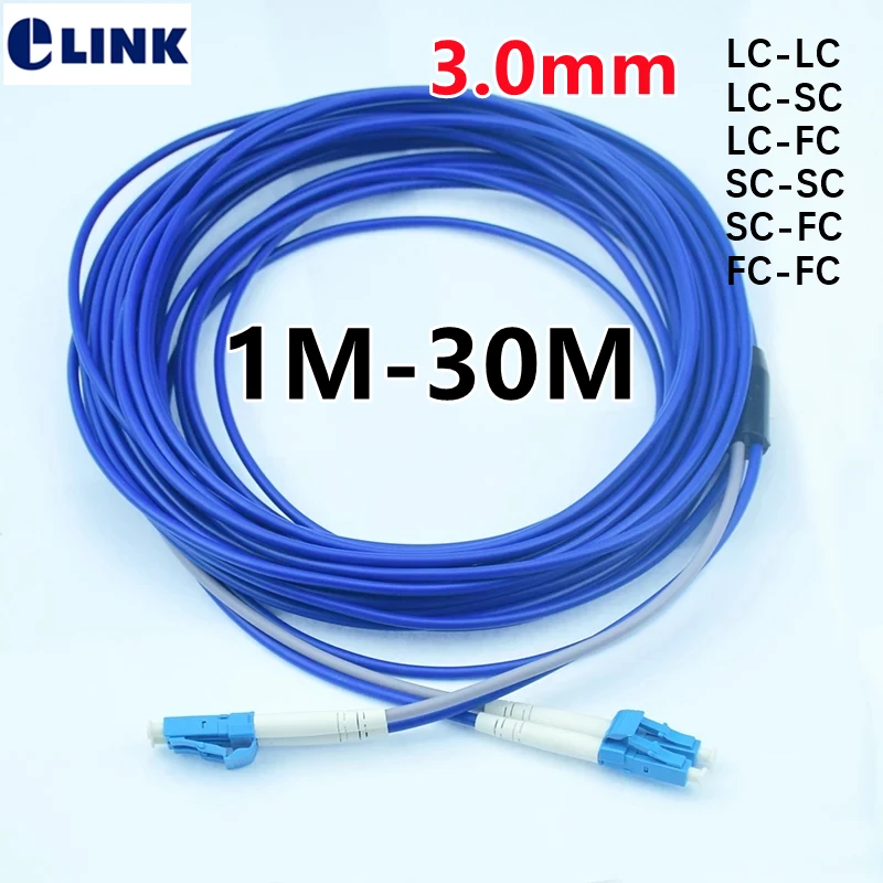 1m2m3m5m10m15m20m25m30mtr Armored 2 cores optical fibre Patch Cord blue 2 fiber LC STSCAPC LCAPC FC SM ftth jumper singlemode 2C