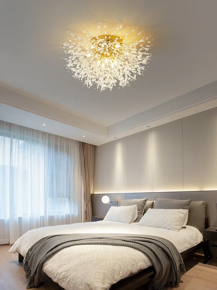 French luxury dandelion crystal bedroom ceiling lamp simple creative art firefly romantic design sense online celebrity