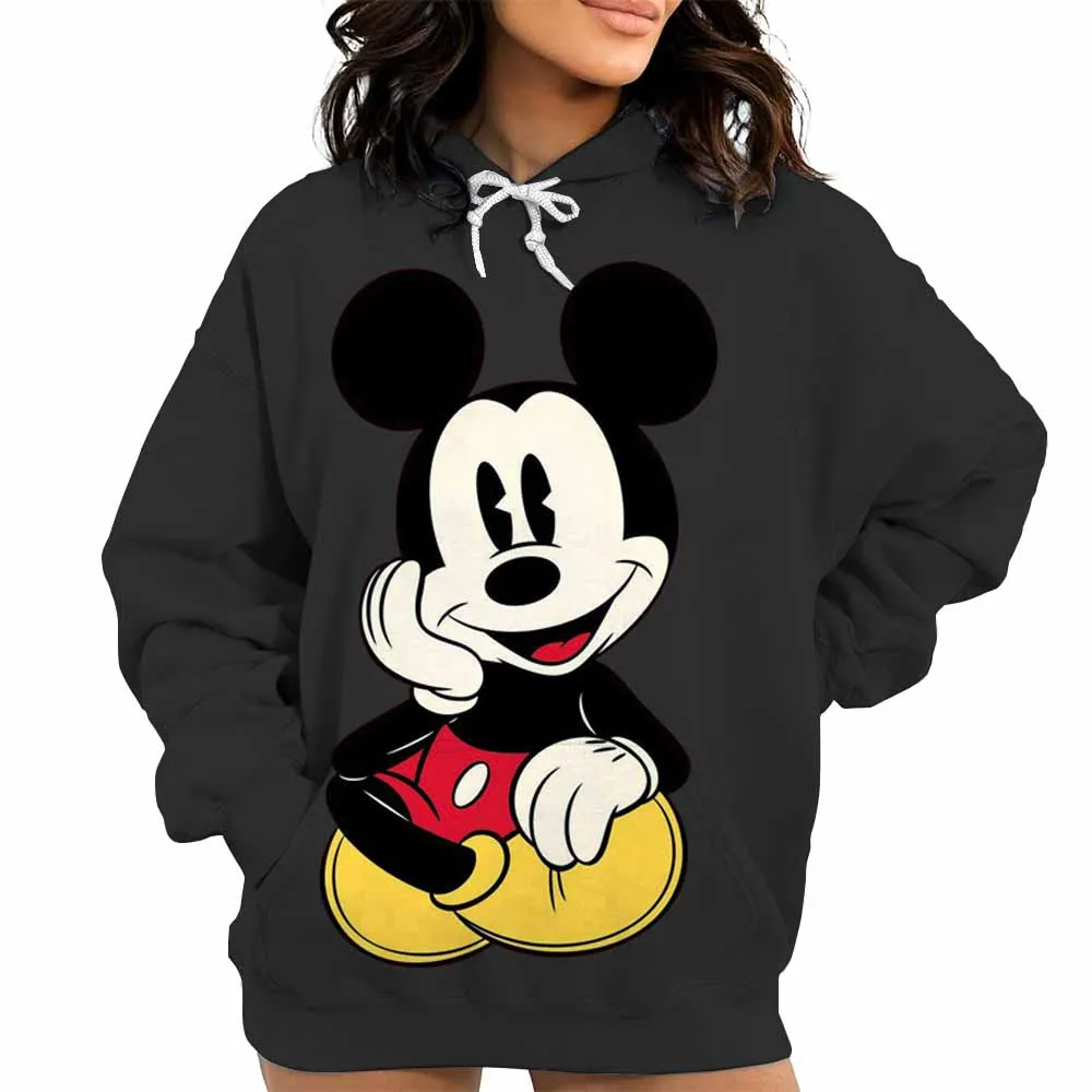 Retro herfsthoodies voor mannen en vrouwen bedrukte Mickey Mouse-patronen Street Style Street-vest met capuchon en lange mouwen