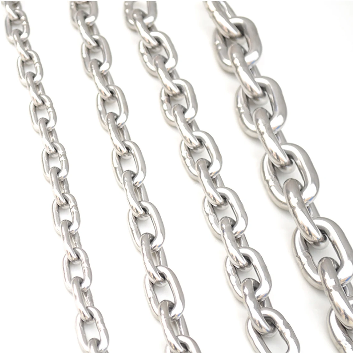 1Meter 304 Stainless Steel Chain Long Link Chain/Short Link Chain Lifting Pet Industry Welded Binding Chain 1.2-8mm Diameter