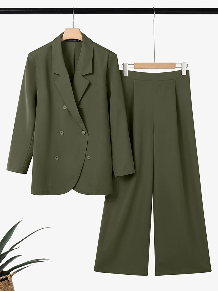 النساء 2025 الخريف مطابقة مجموعات ZANZEA مكتب 2 قطعة مجموعات أنيقة OL العمل الزي التلبيب الرقبة طويلة الأكمام السترة معاطف بانت مجموعات