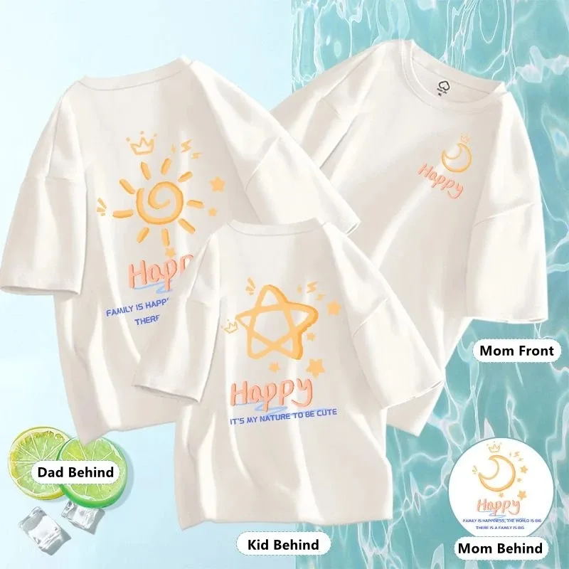 Mom Dad and Me Family Matching Cute Cartoon T-shirt Family Look Matching Outfits Father Daughter Son Clothes Kids Baby Outfits