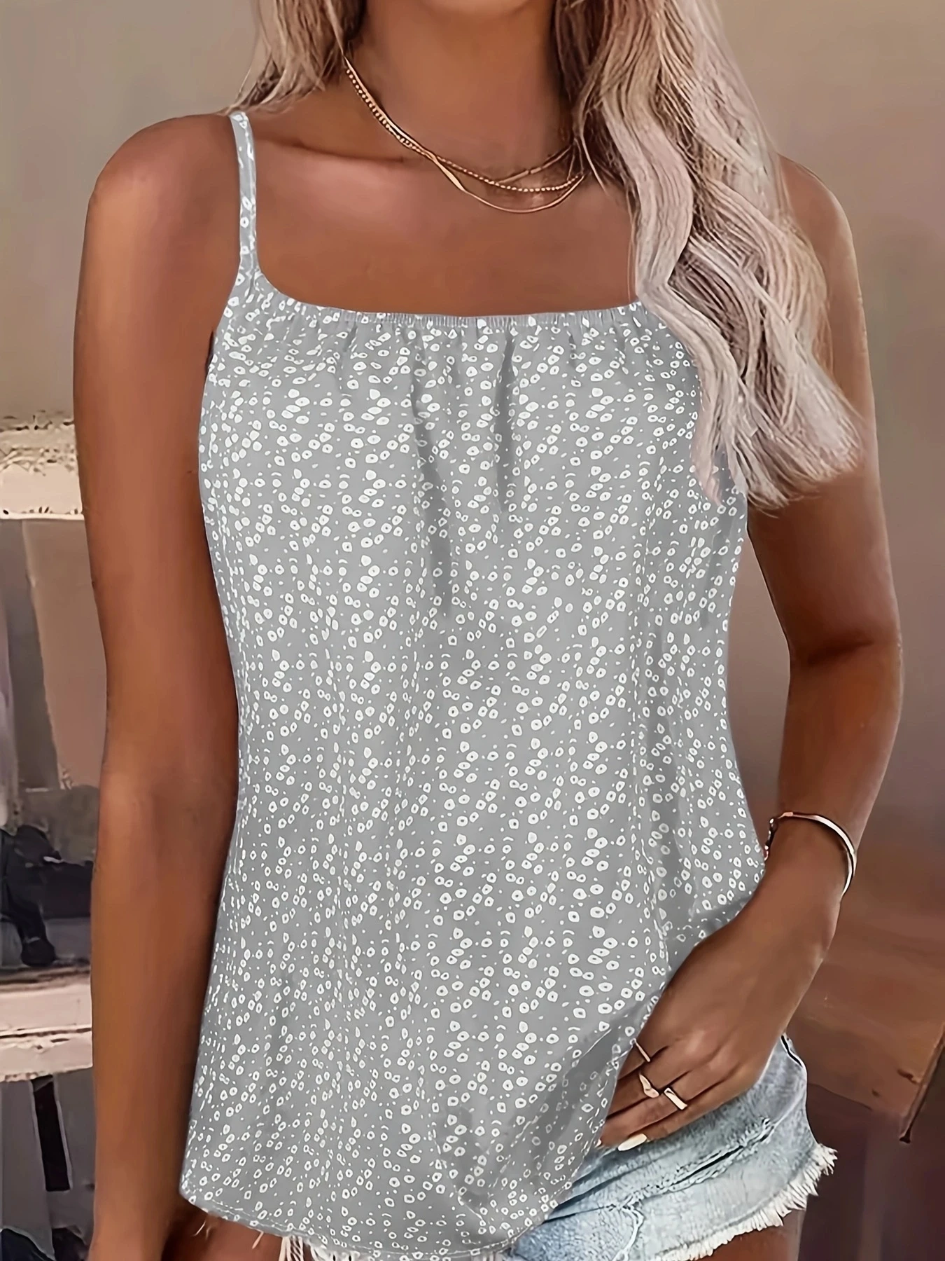 2024 cross-border leisure small flower sling blouse