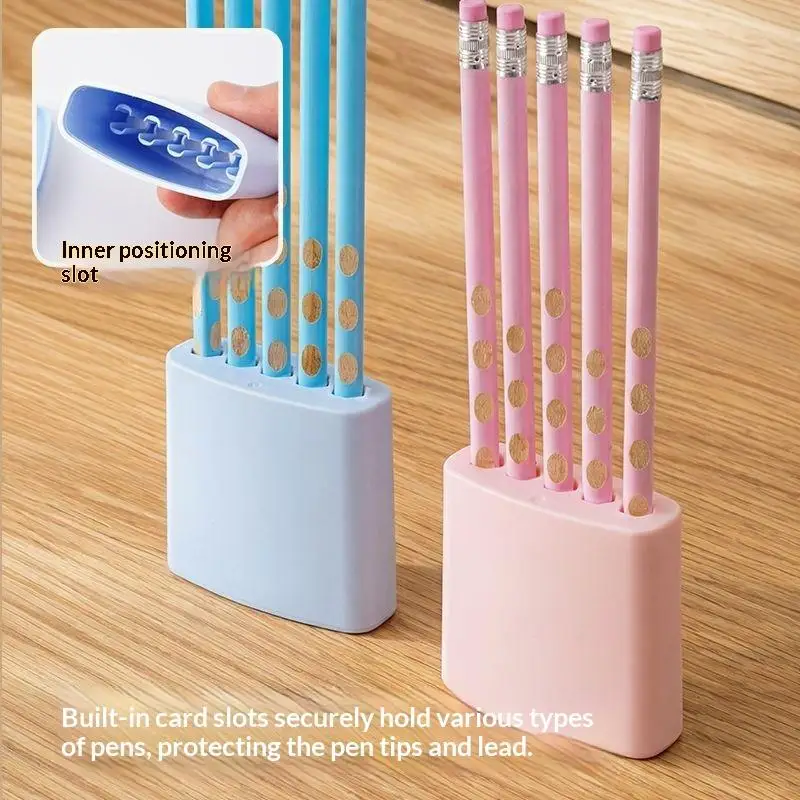 Plastic Pen Holder Partition Pen Organizer Pen Bucket Multi Functional Protective Cover Desktop Storage Box Office Stationery