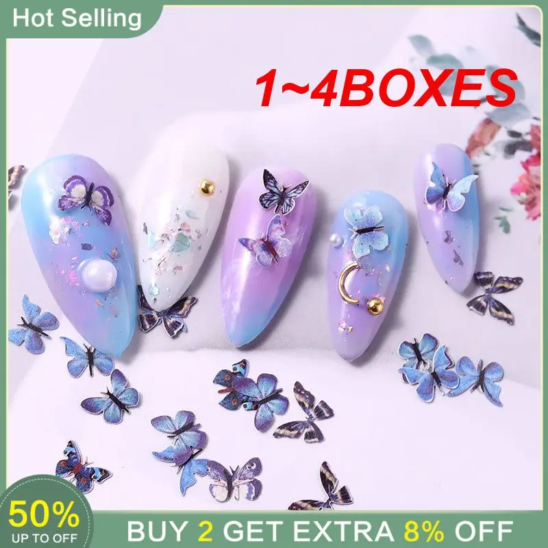 1~4BOXES Handmade Exclusive Stylish Ins Wind Mini Popular Hottest Butterfly Trendy Wood Pulp Nails 3d Beauty In-demand Nails