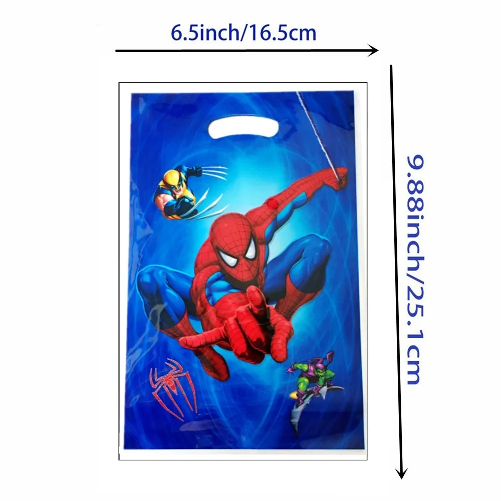 Spiderman Birthday Party Gift Bags Spider Theme Plastic Candy Bag Child Party Loot Bag Kids Birthday Party Favors Supplies Decor