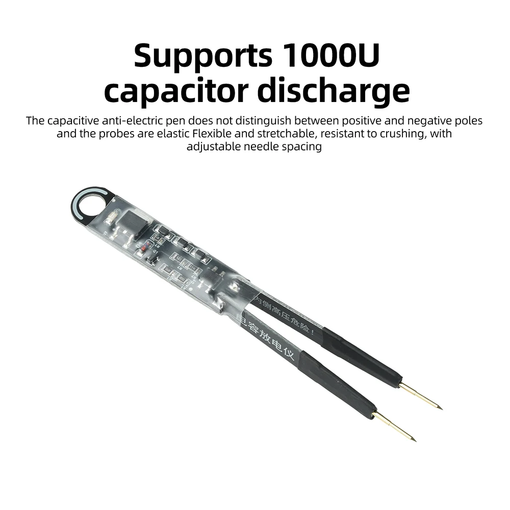 1000UF AC/DC Capacitor Discharge Pen Constant Current Discharge Non Sparking Tweezer Probe Extendable Maintenance Testing Tool