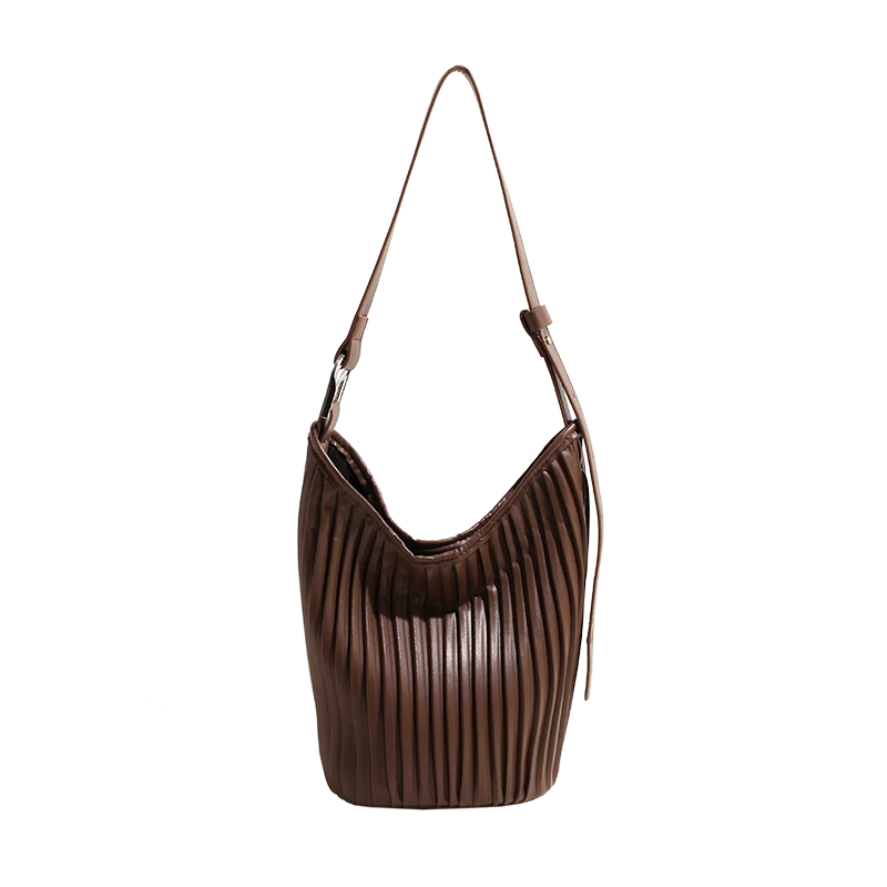 Ruched Soild Large Capacity Shoulder and Crossbody Bags Hasp High Quality Casual Tote 2024 Fashion PU Bags for Women New Style