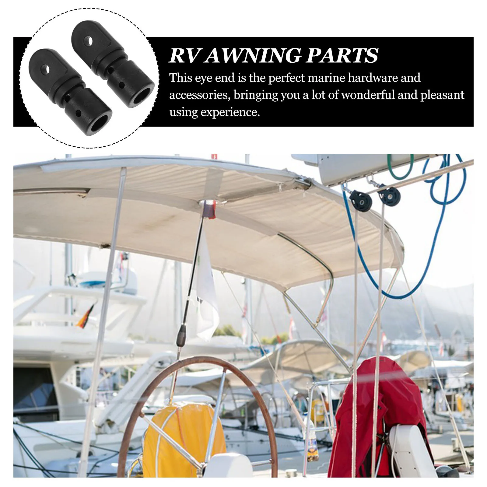 

2Pcs Bimini Top Eye End Marine Boat Fitting Corrosion Resistant Small Eye End Cap for Shade Mounting on Kayak Rv Awning Parts