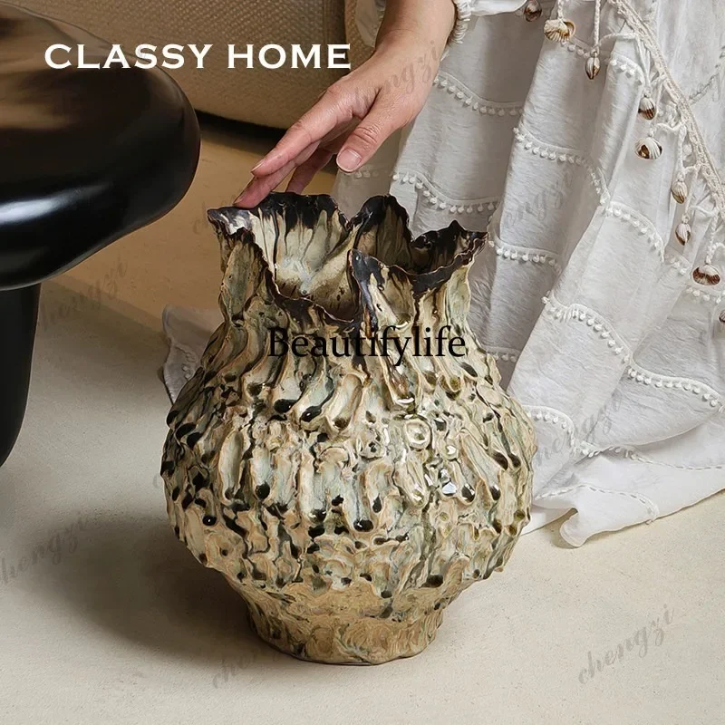 M45 Ceramic handmade wabi-sabi wind art hydroponic vase, B & B restaurant ornament