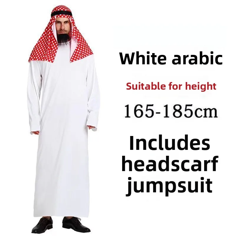 ملابس رجالية رداء عرب Uae للرجال بأكمام طويلة عرب مسلم الشرق الأوسط رقبة دائرية دبي ثوب عباية طويلة مع حزام عقال #6