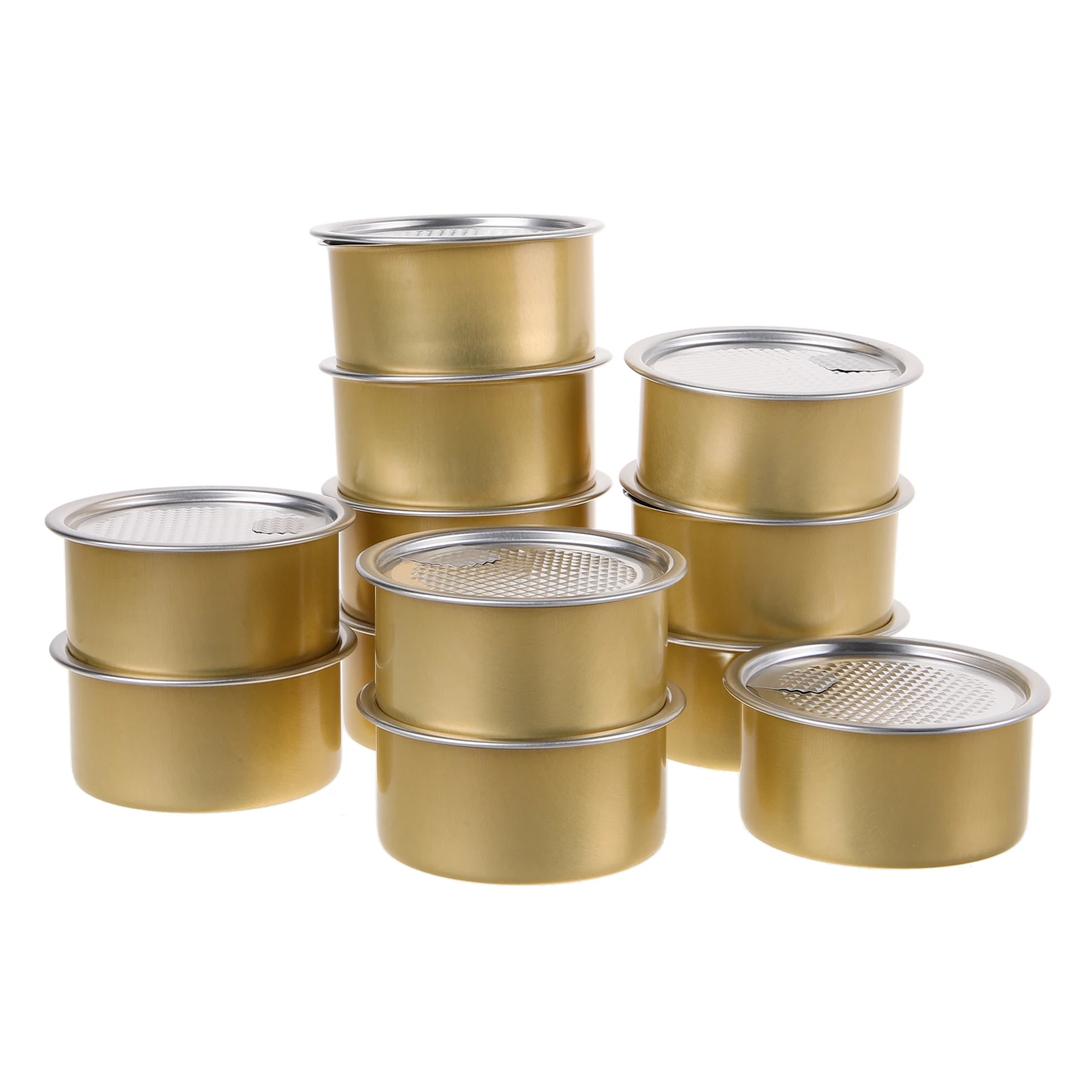 

12pcs 100ml Golden Aluminum Cans Silver Tear-off Lids Cake Pet Food Storage Sealed Empty Boxes Small Holiday Dessert