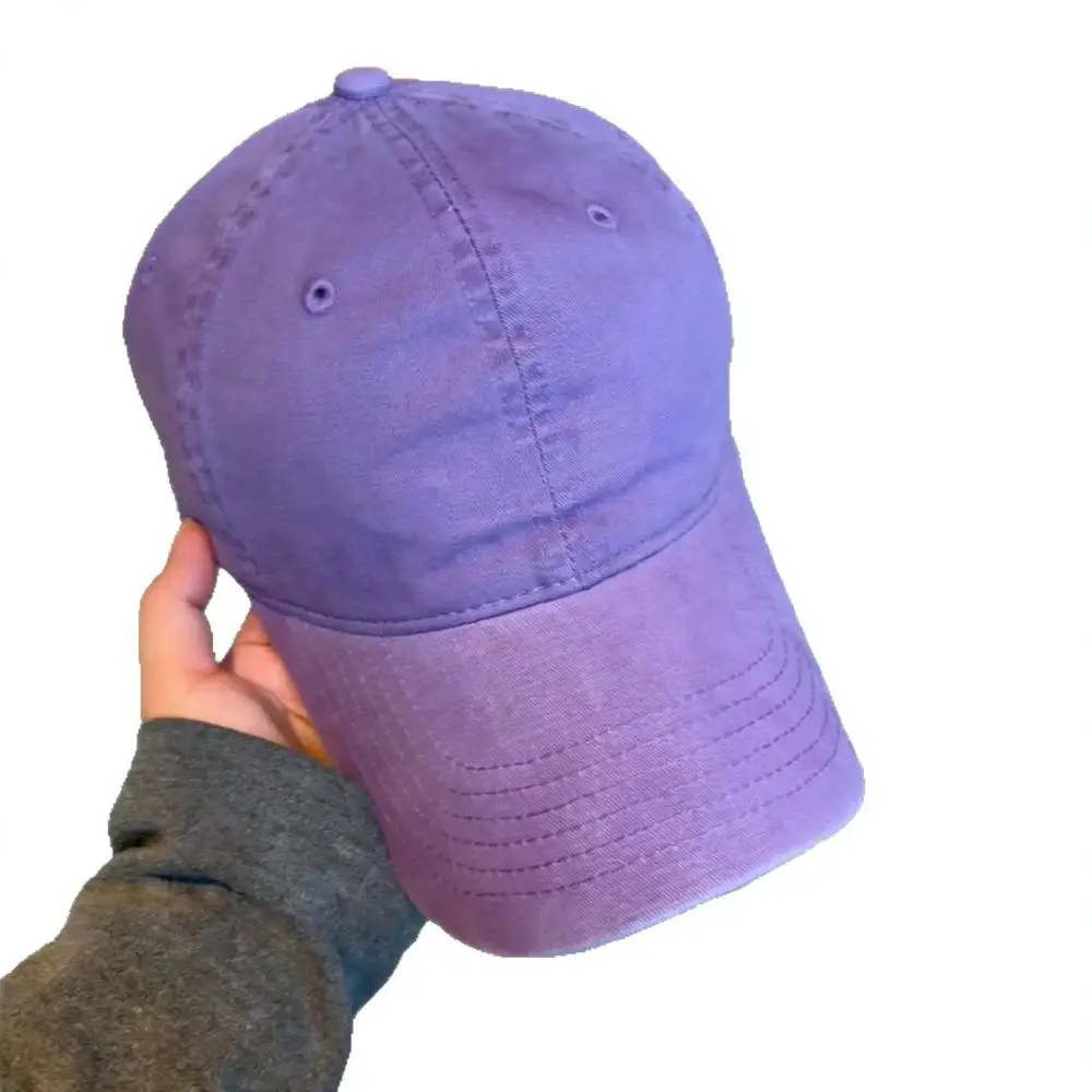 Large Size Baseball Cap For Men Deep Crown Korean Fashion Purple Hat Adjustable Cotton Sun Visor Breathable Casual Sport