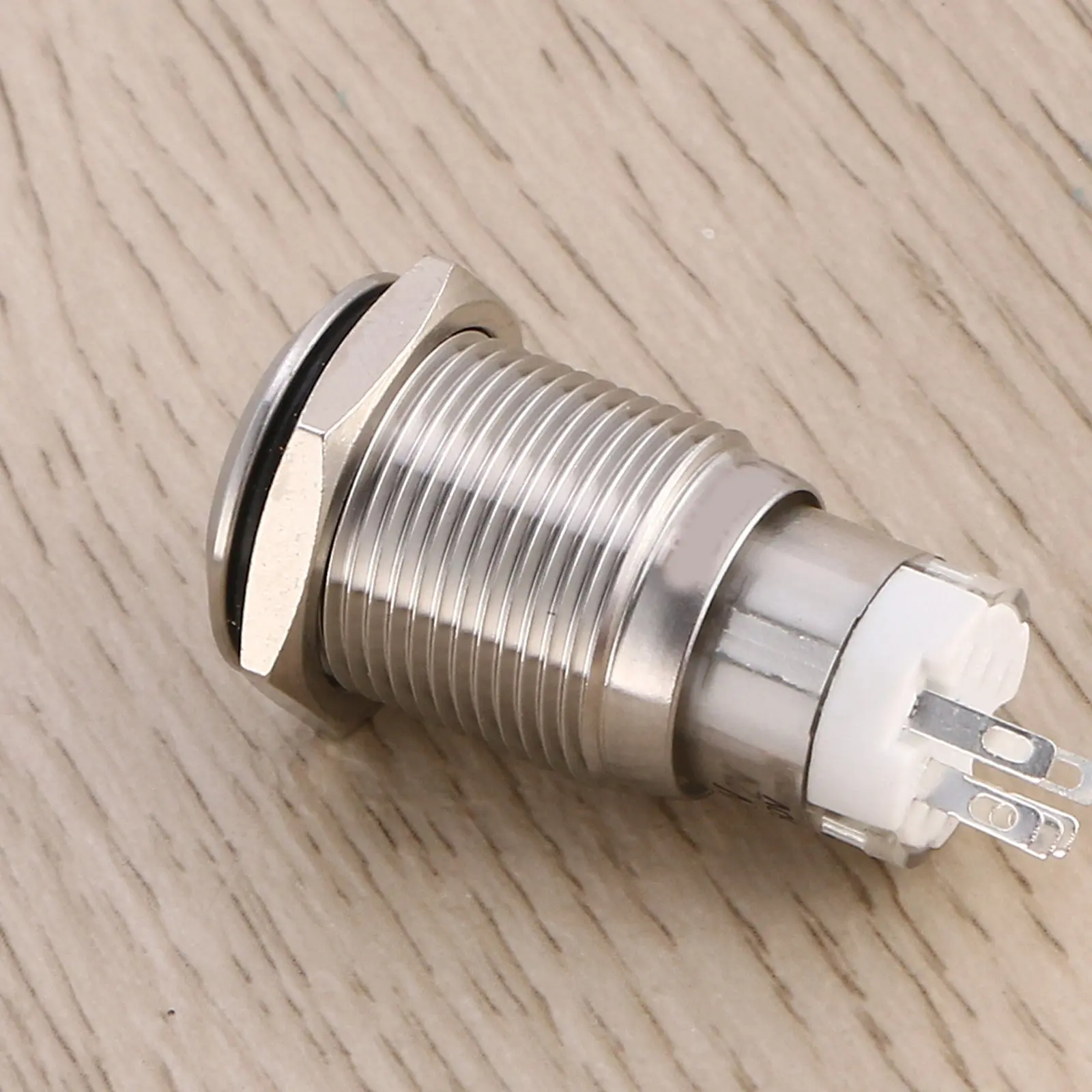 16Mm DC12V White Ring LED Metal Self-Locking Latching Push Button Switch for Car DIY Relay Horn Starter Circuit Controls IP65