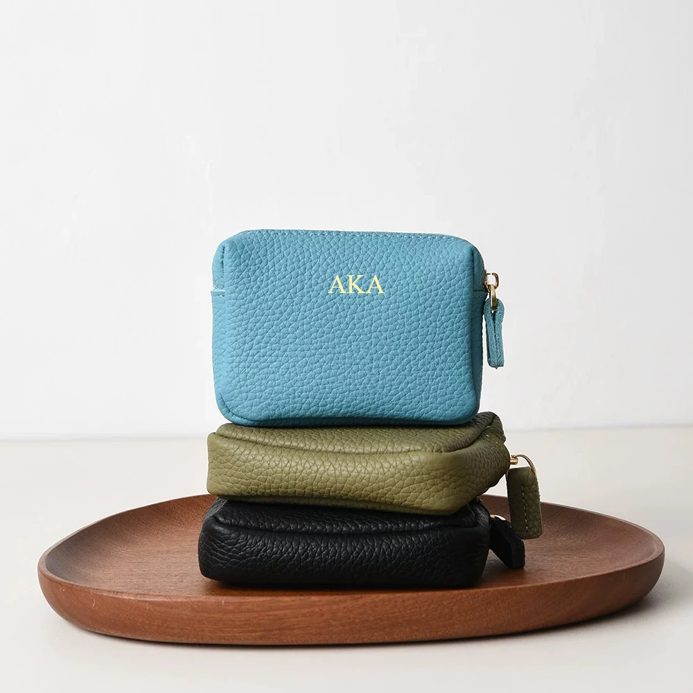 Echtes Leder Quadratische Mini-Geldbörse mit Individuellen Initialen Luxuriöse Damen-Lippenstift-Kosmetiktasche Aufbewahrungstasche Kartenhalter Schlüsselbörse – Detail 3