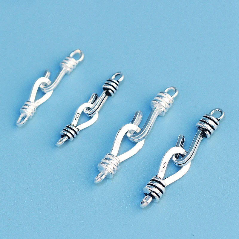1pc 925 Sterling Silver Necklace Bracelet Connection Clasps Vintage Fashion Aging Jewelry Buckle Clasp Findings DIY JewelryS