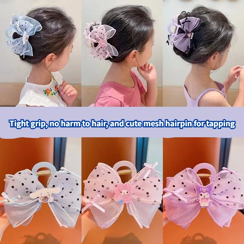 Kuromi Children's Bow Clip Cute and Sweet Little Girl Hair Clip Back Spoon Pan Hair Large Shark Clip Girl Headpiece