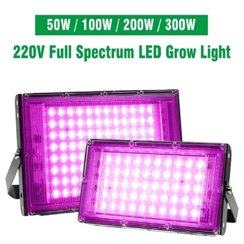Luz de crecimiento de plantas de espectro completo AC 220V 50W 100W 300W reflector de cultivo LED plantas de interior iluminación de crecimiento de invernadero hidropónico
