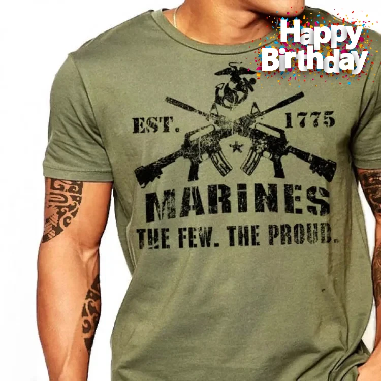 The Few The Proud US Marine Corps T-Shirt 100% Cotton O-Neck Summer Short Sleeve Casual Mens T-shirt Size S-3XL