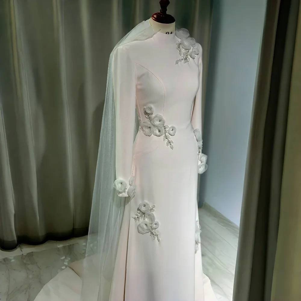 

CustomizedArabia Evening Dearin High Collar A-line Floor Length Skirts Flower Tulle Bespoke Occasion Dresses Formal Gown