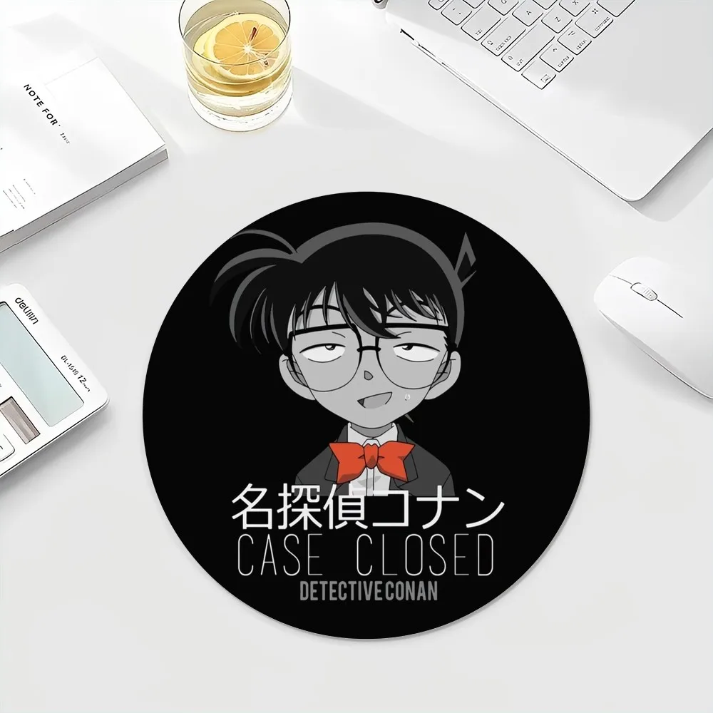 Detective Conan-Mouse Pad Kawaii Cartoon Gaming, Tapetes Kawaii Redondos, Deskpad para Meninas e PC, Tapete Anime, 22x22cm