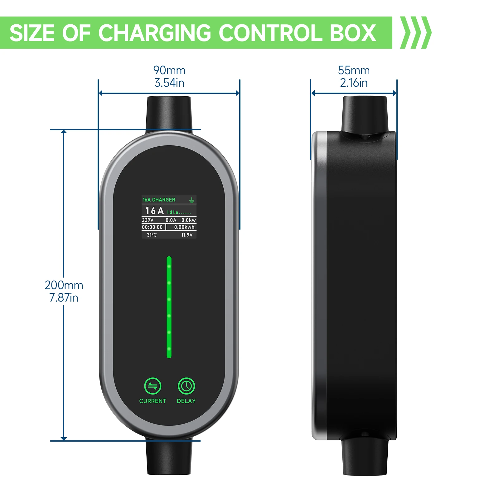 AFYEEV 7.2KW شاحن سيارة كهربائية محمول 3.6KW نوع 2 IEC62196-2 شاحن EV واي فاي بلوتوث APP التحكم عن بعد الشحن من الاتحاد الأوروبي
