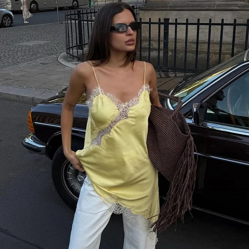 DSMTRC Summer Solid Sleeveless Asymmetry Dress Women's Sexy Lace Splicing Dresses Backless Slim Female Party Sling Mini Vestidos