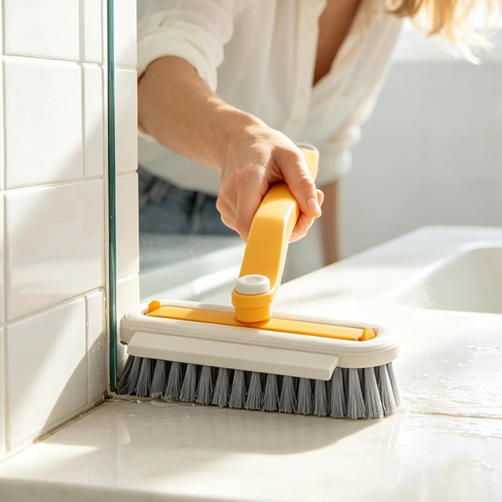 Crevice Cleaning Brush 180 Degree Rotatable Double-Sided Grout Cleaner Cleaning Brush for Shower Bathroom Floor  Cleaning Brush