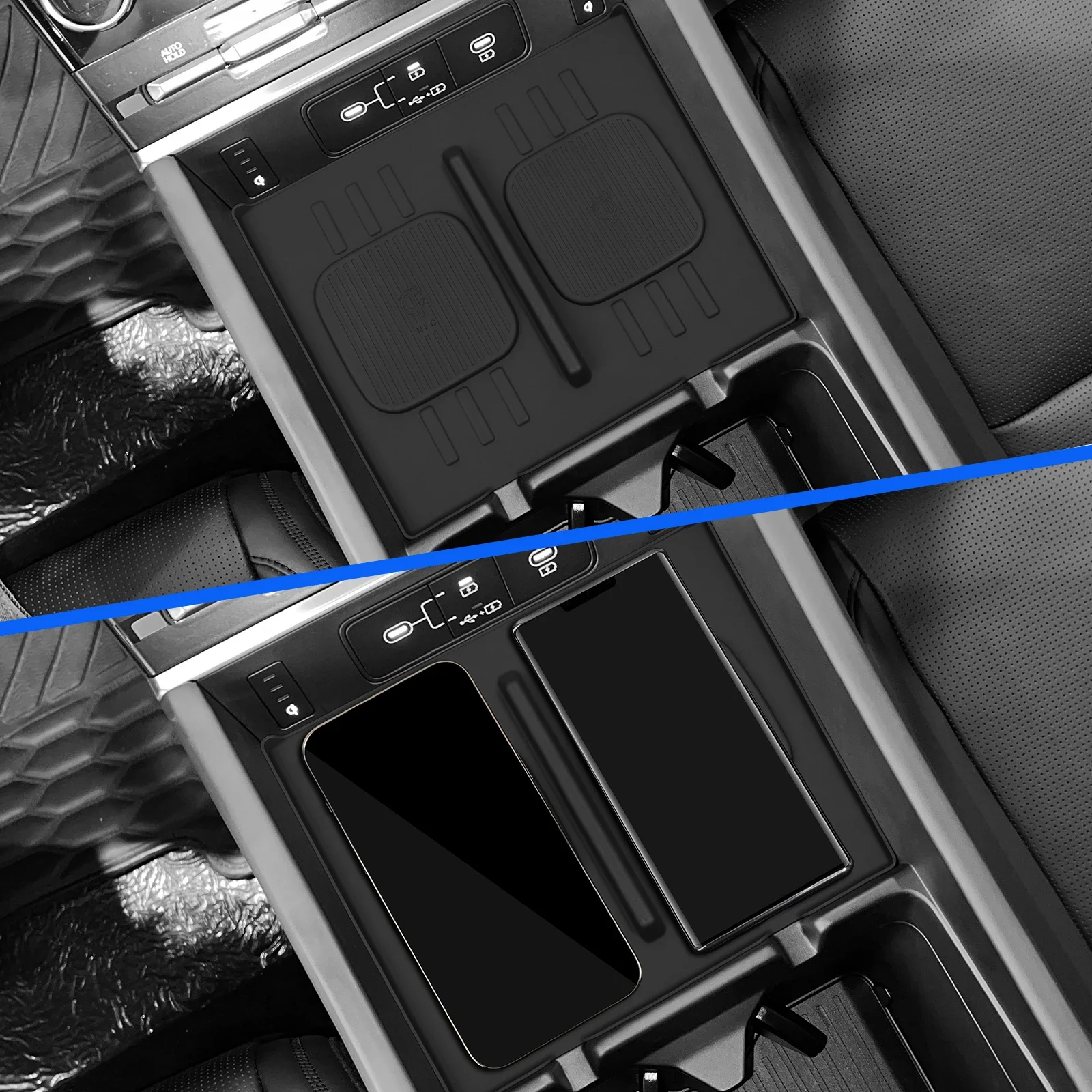 

Car Pad Wireless Charging Auto Interior Accessory for Hyundai Santa Fe Car Phone Non-slip Charger Mat Silicone Protective Pad