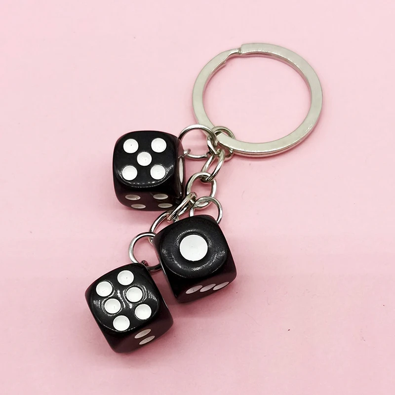 Creative Dice Shaped Keychain Resin Amulet Charms Keyring For Women Handbag Bag Casino Parties Gifts