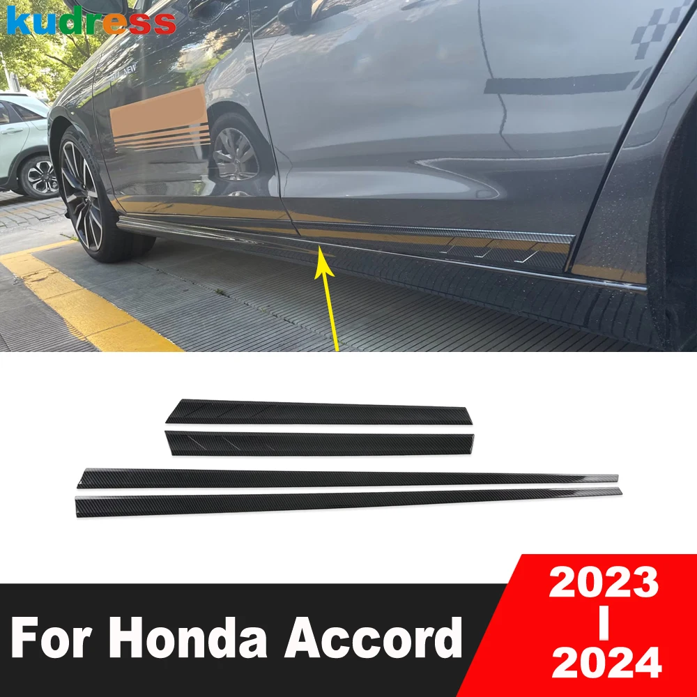 Side Door Body Trim For Honda Accord Sedan 2023 2024 Carbon Fiber Car Door Panel Streamer Molding Strip Exterior Accessories