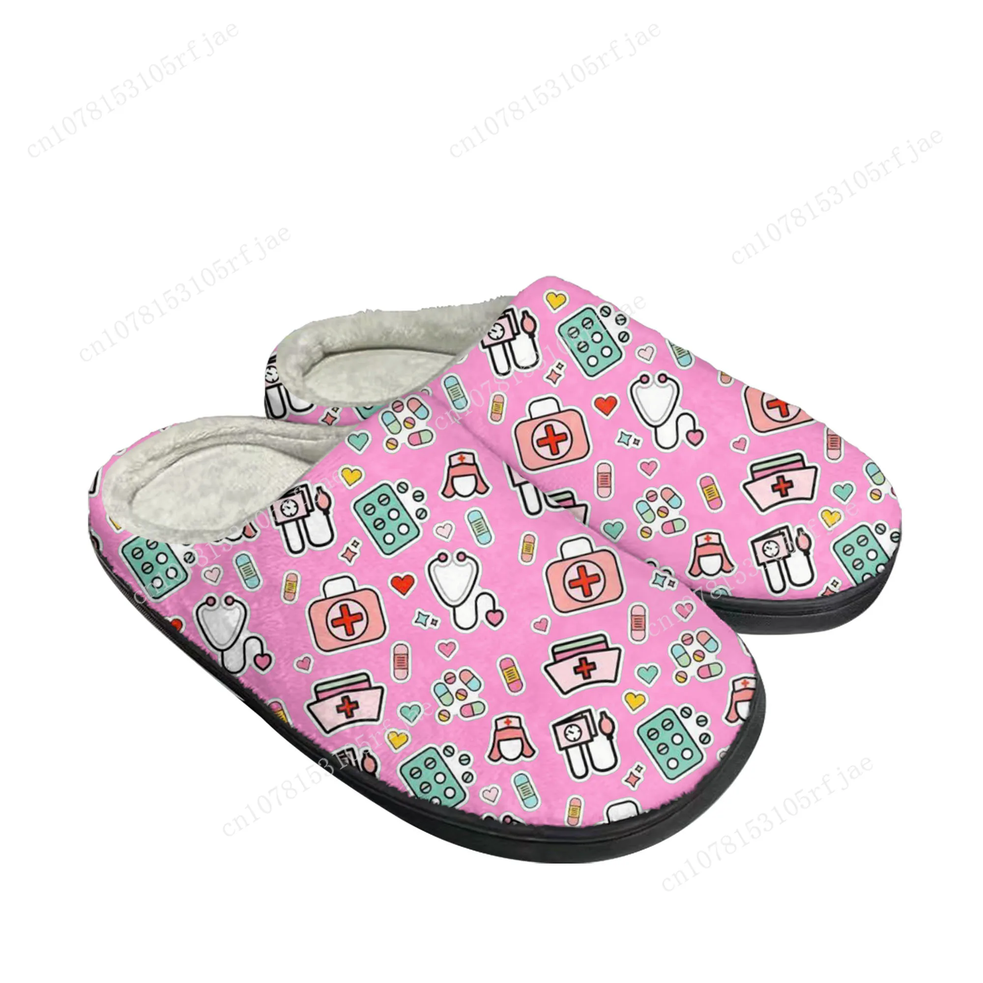 Hospital Medical Nurse Print  Home Cotton Slippers Mens Womens Teenager Plush Bedroom Casual Keep Warm Shoes Tailor Made Slipper