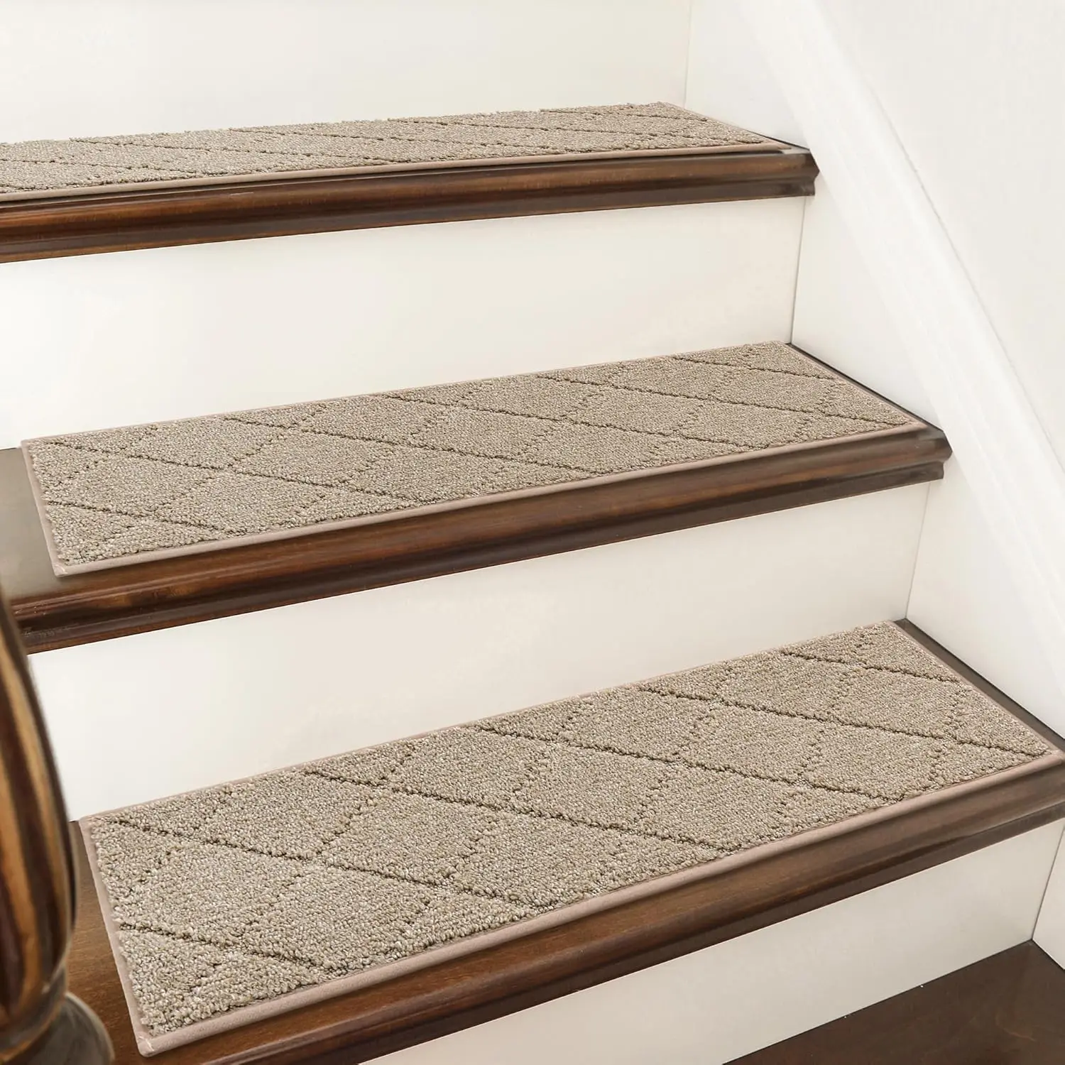 

Non-Slip Stair Treads Carpet Mat 28x9 Inches Indoor Runner for Wood Steps, Kids and Pets, Polyester TPE Backing (15pc, Beige)
