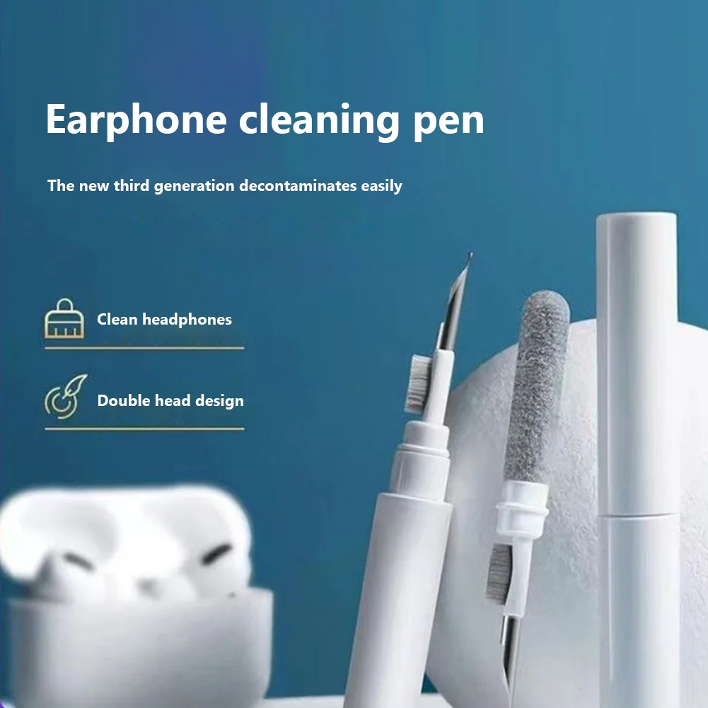 3-in-1 Earphone Cleaner Kit Earbuds Cleaning Kit Multi-Function Cleaning Pen With Soft Brush Flocking Sponge