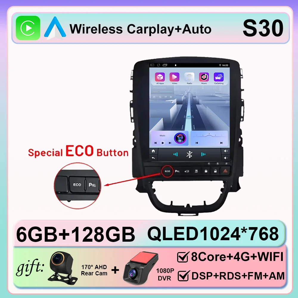 Android 16 Carplay voor Opel Astra J Cascada Buick Verano Excelle 2009-2015 Autoradio Auto Navigatie Multimedia Speler