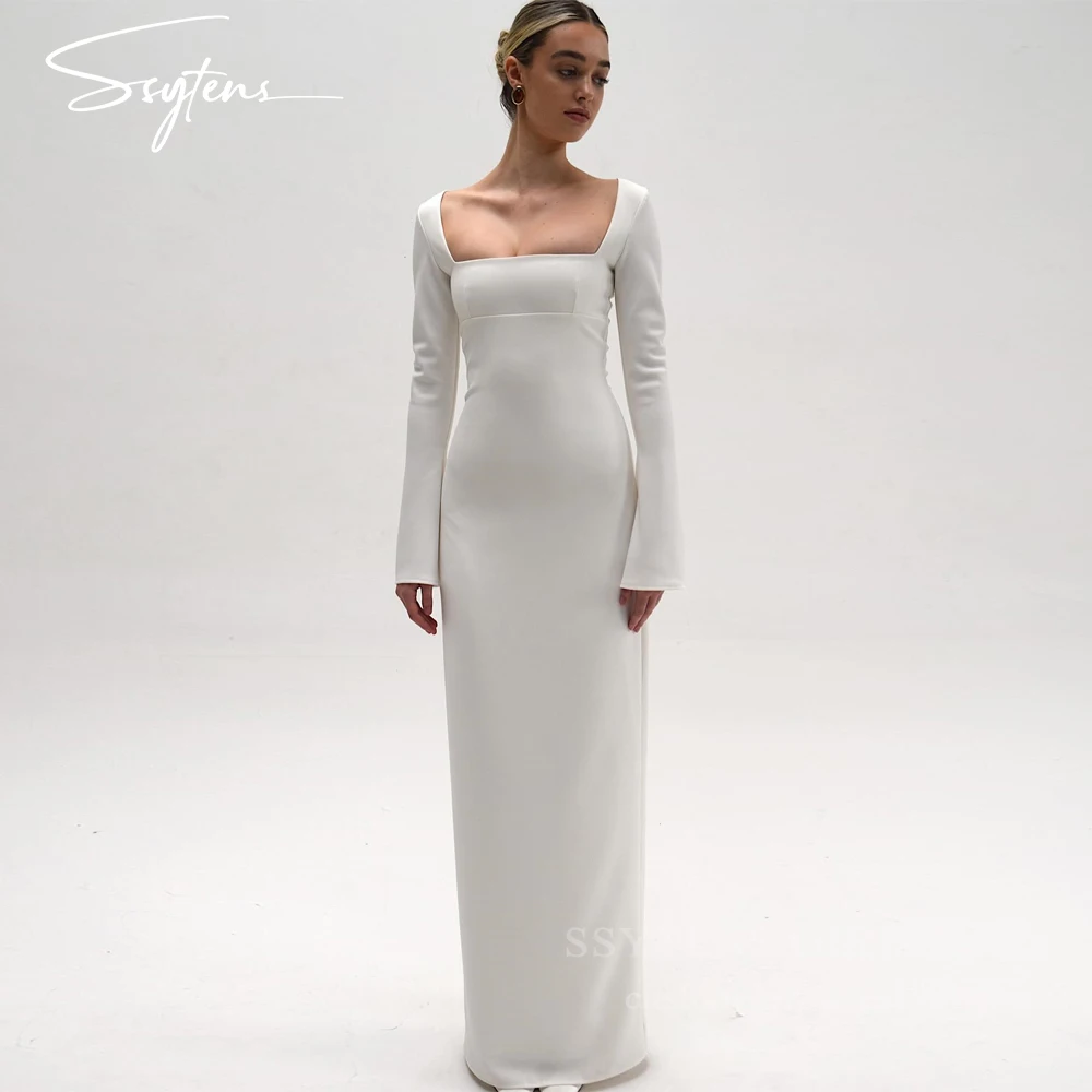SSYTENS Customized Simple Wedding Dresses Long Sleeve Fit Country Wedding Bride Gown Woman Customized Vestido De Novia for Women
