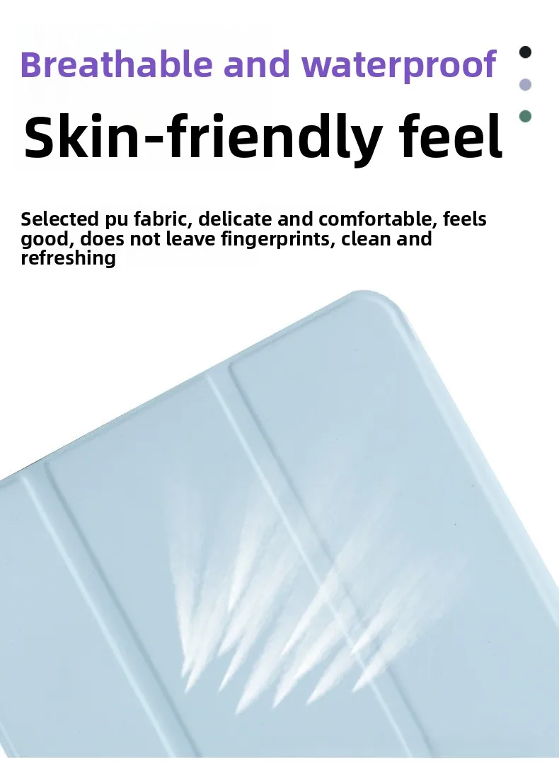 Silikon Tri-Fold Hülle für iPad 11. Generation Air 7/6/5 Pro 11 mit Auto-Wach-/Schlaffunktion und weicher Rückseite – Detail 2