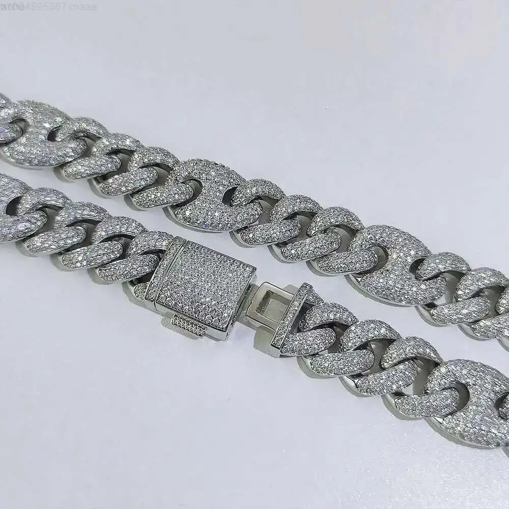 

Модное ювелирное изделие в стиле хип-хоп, ожерелье в стиле рэпера, Iced Out, муассанит, бриллиант, кубинское звено, 15 мм, стерлинговое серебро, Майами, кубинская цепочка